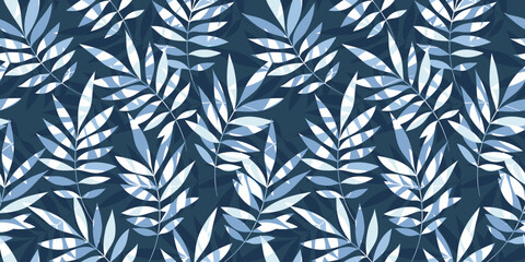 Leaves Pattern. Watercolor leaves seamless vector background, jungle print textured