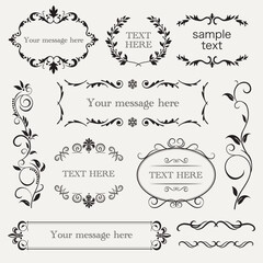 Vintage borders and frames. Ornate scroll elements.