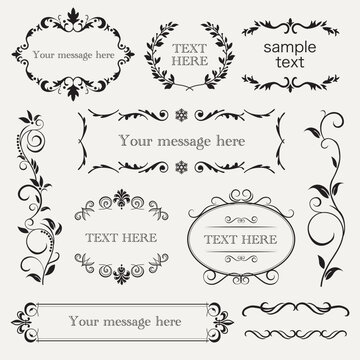Vintage borders and frames. Ornate scroll elements.