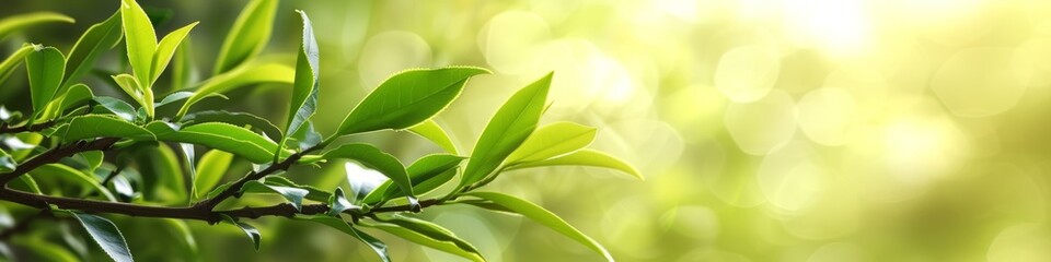 green leaves and twigs background.
