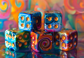 Fototapeta na wymiar abstraction with game cubes