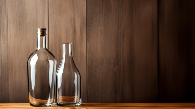 Wine glass and Bottle on a wooden background