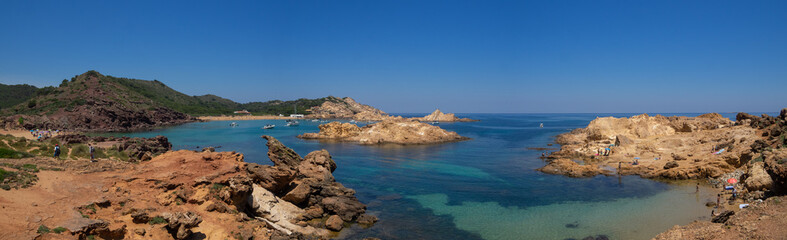 Fototapeta na wymiar Panorama of Cala Pregonda several beaches, Menorca