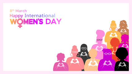 March 8, Happy international women's day poster background.