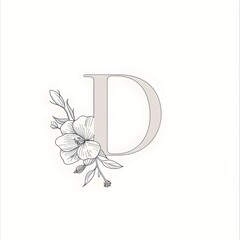 A simple, elegant icon of the letter "D" in minimal floral lettering, monochrome with a white base. The design features soft, delicate line art, creating an aura of elegance and sophistication.