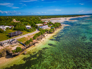 Aerial View of Coastal Village on Bantayan Island, Philippines