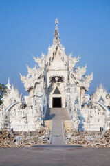 CHIANG RAI, THAILAND - FEBRUARY 2019: wat Rong Khun The famous White Temple in Chiang Rai, Thailand