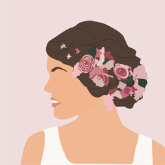 illustration-girl-hair with flowers