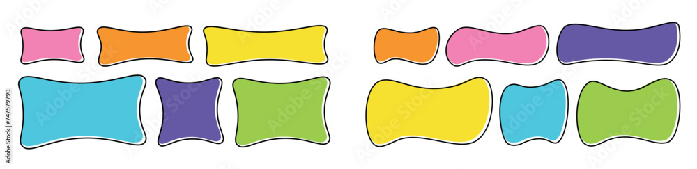 Wall mural a set of hand drawn doodle blank text frames. colored text box. empty speech bubbles without backgro