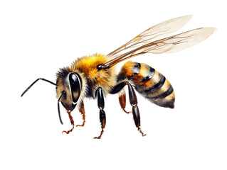 One honey bee isolated on a transparent background.