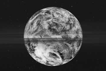 Fiction black planet with atmosphere. Space dark energy, black Earth concept. in outer space. Elements of this 3D rendered illustration were furnished by NASA.