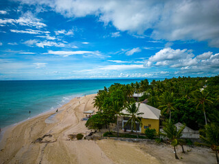 Fototapeta na wymiar Idyllic Coastal View with Lush Palms on Bantayan Island, Philippines