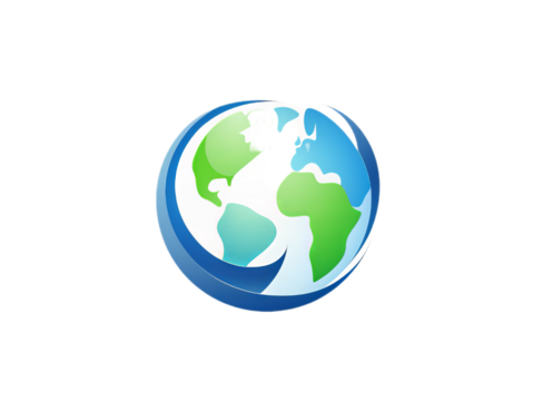 A minimalistic logo from earth with light blue and green color.