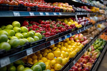 fruit and vegetables in supermarket healthy fresh produce
