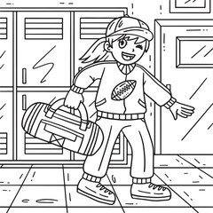 American Football Female Coach Coloring Page 