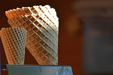 two baked ice cream cones