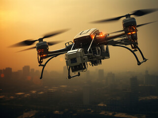 Autonomous Drone Flying Over Urban Landscape