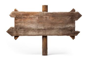 wooden signpost on white background сreated with Generative Ai