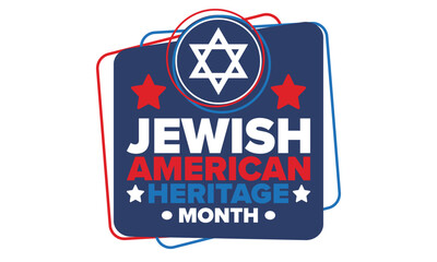 Jewish American Heritage Month. Celebrated annual in May. Jewish American contribution to the history United States. Star of David. Israel symbol. Poster, card, banner and background. Vector