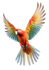 Fototapeta premium Flaying parrot isolated on the transparent background