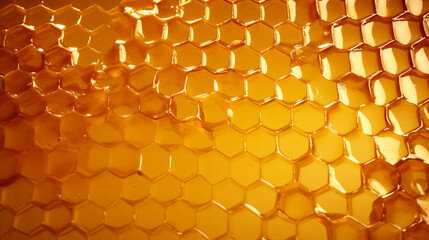 Honeycomb with honey. Shallow depth of field. Honeycomb texture. Amber background.