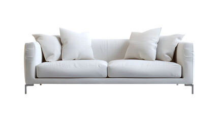 Fototapeta premium A contemporary sofa featuring minimalist design and plush cushions, presented, transparent background.