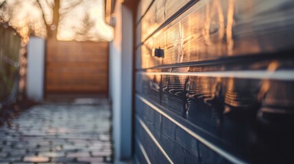 Close-up of a modern garage door. Aesthetic appearance with a modern effect. Generative AI