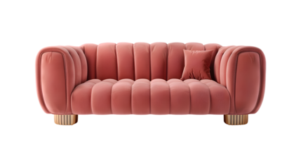  A luxurious and inviting modern sofa with sleek curves, transparent background, PNG Cutout