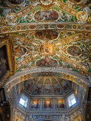 Fototapeta na wymiar Ceiling frescos of Bergamo Santa Maria Maggiore