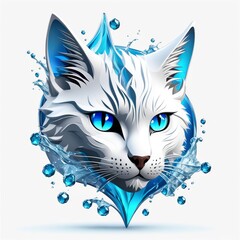 Obraz premium splashed watercolor colorful and a cat head