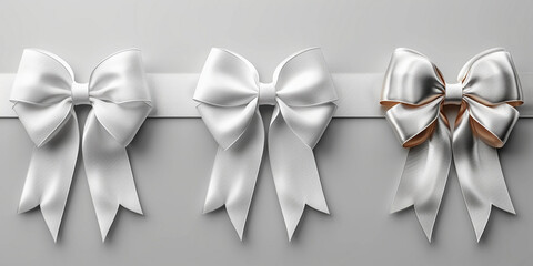 Set with Ribbons, Banners, Bows, For Advertising, Commemorative Dates, Birthdays, Weddings, Christmas, Valentine's Day, Mother's Day, Father's Day, Easter - White