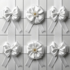 Set with Ribbons, Banners, Bows, For Advertising, Commemorative Dates, Birthdays, Weddings, Christmas, Valentine's Day, Mother's Day, Father's Day, Easter - White