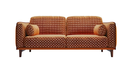  A modern sofa with sleek curves and sumptuous fabric, presented in isolation against, transparent background, PNG Cutout