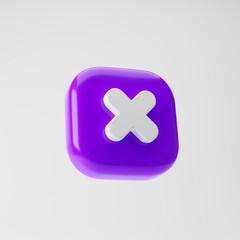 Obraz premium Cancel cross icon isolated over white background. 3d rendering.