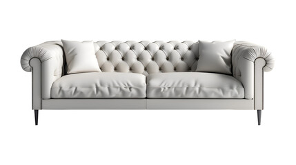  A sleek and modern leather sofa positioned, transparent background