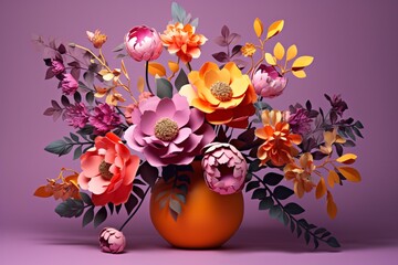 Obraz na płótnie Canvas a vase with paper flowers