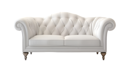  An elegant sofa with timeless appeal and refined detail, transparent background.