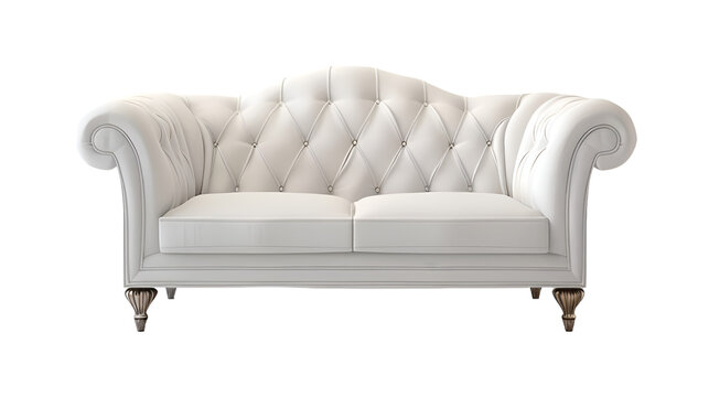  An elegant sofa with timeless appeal and refined detail, transparent background.