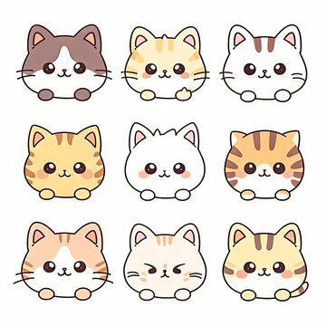 9 Collection of cat character emoji