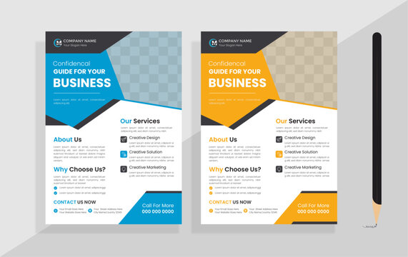 Blue & yellow corporate flyer design
