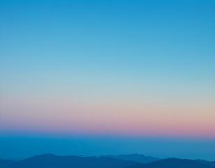 Naklejka premium Sky blue background, sunset over the mountains. nature gradient background. Copy space
