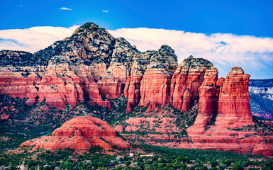 Red rocks of Sedona Arizona at dusk from the airport lookout - 747593130