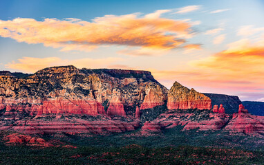 Red Rocks of Sedona Arizona at sunset from the airport overlook - 747593185