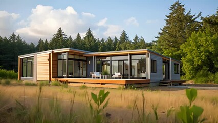 The beauty of minimalism and sustainability come together in this house featuring a modular and prefabricated design with premade modules that were skillfully transported