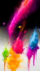 Obraz premium Holi paint flies in the shape of a cloud