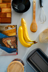 Ingredients in place: A snapshot of the banana bread-making process
