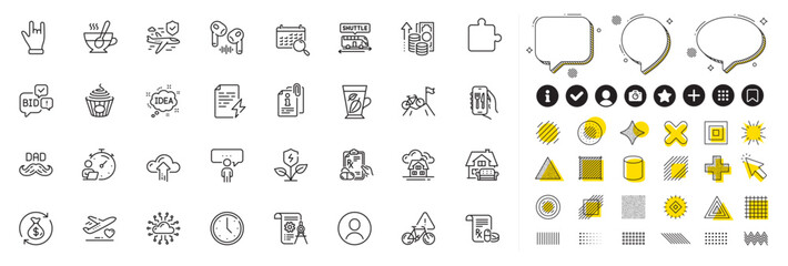 Fototapeta na wymiar Set of Father day, Prescription drugs and Eco power line icons for web app. Design elements, Social media icons. Bid offer, Horns hand, Search calendar icons. Vector