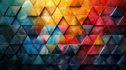 Colorful ornament made of multicolored triangles - obrazy, fototapety, plakaty