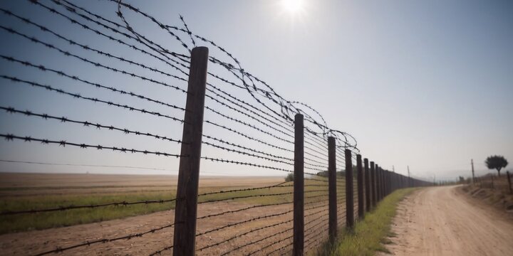  view of a barbed wire fence 