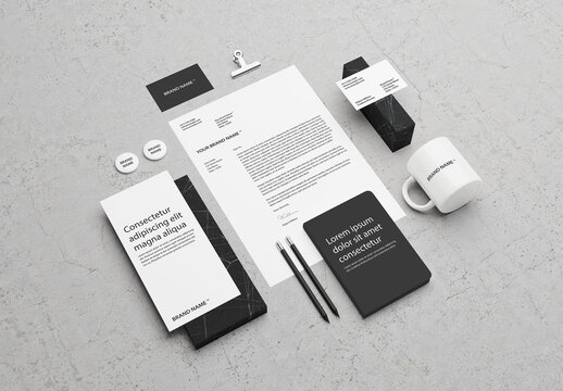 Black and White Stationery Mockup